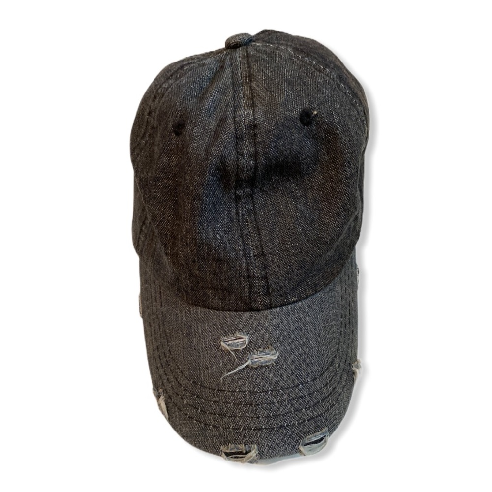 City Hunter Distressed Denim Black Hat